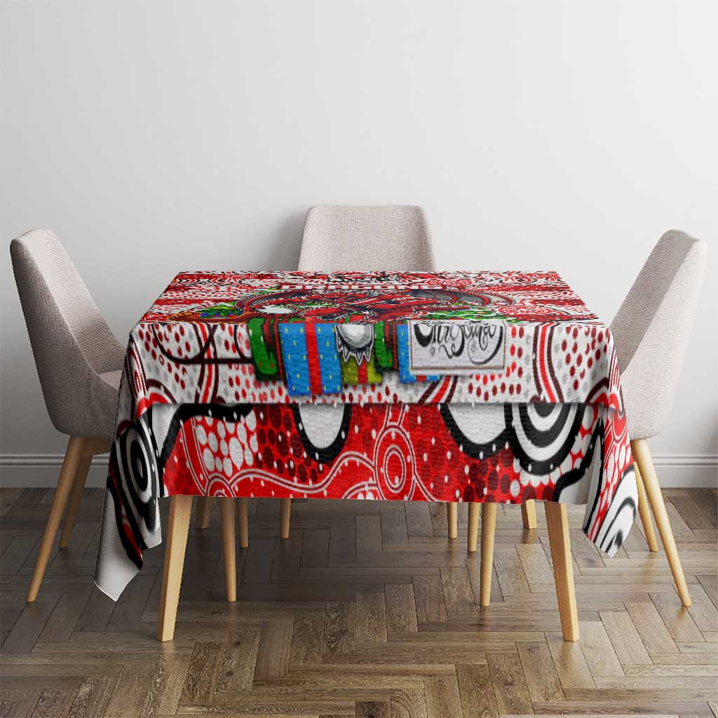 Dragons Rugby Merry Christmas Tablecloth Indigenous Australian Art