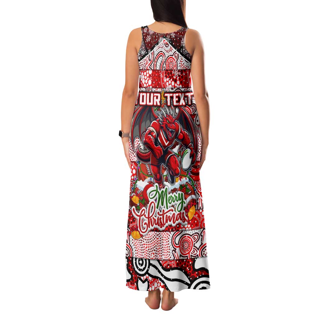 Custom Dragons Rugby Merry Christmas Tank Maxi Dress Indigenous Australian Art