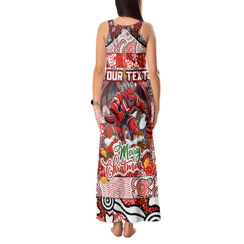 Custom Dragons Rugby Merry Christmas Tank Maxi Dress Indigenous Australian Art