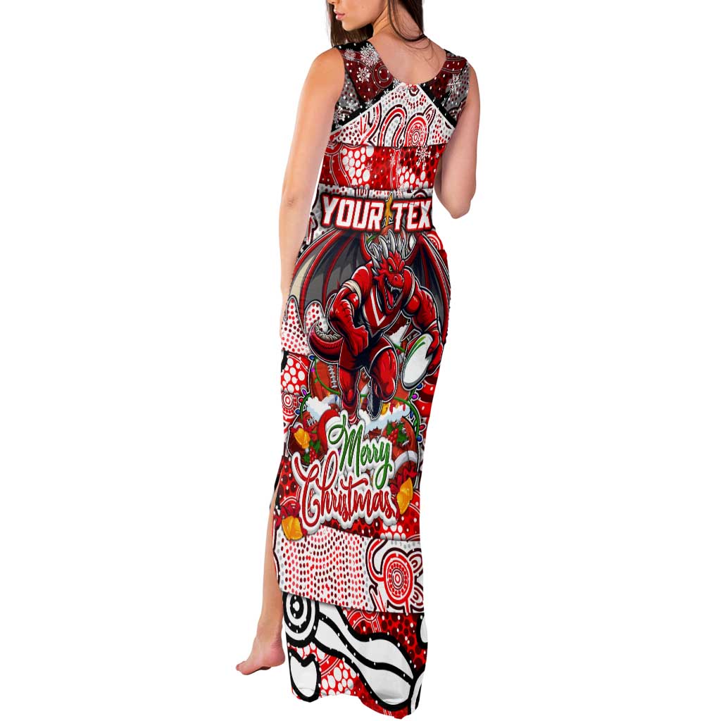 Custom Dragons Rugby Merry Christmas Tank Maxi Dress Indigenous Australian Art
