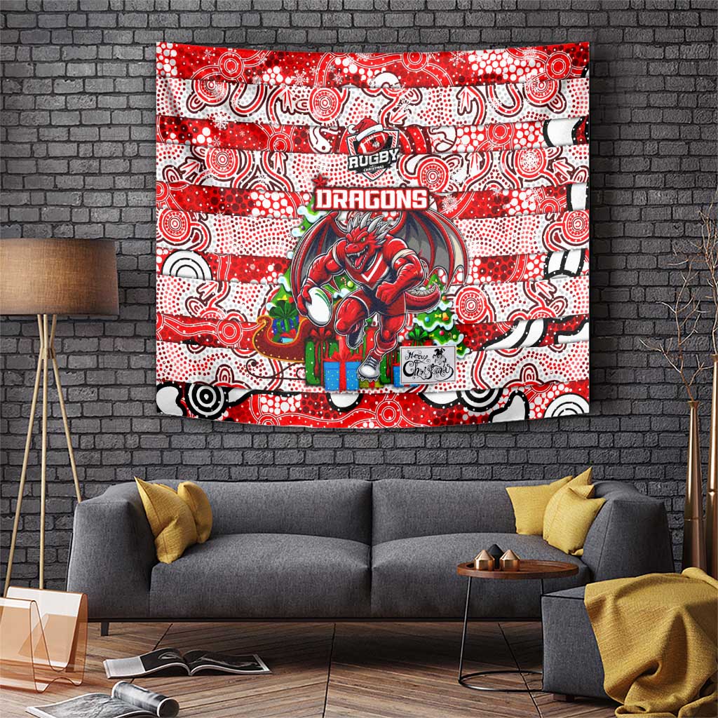 Dragons Rugby Merry Christmas Tapestry Indigenous Australian Art