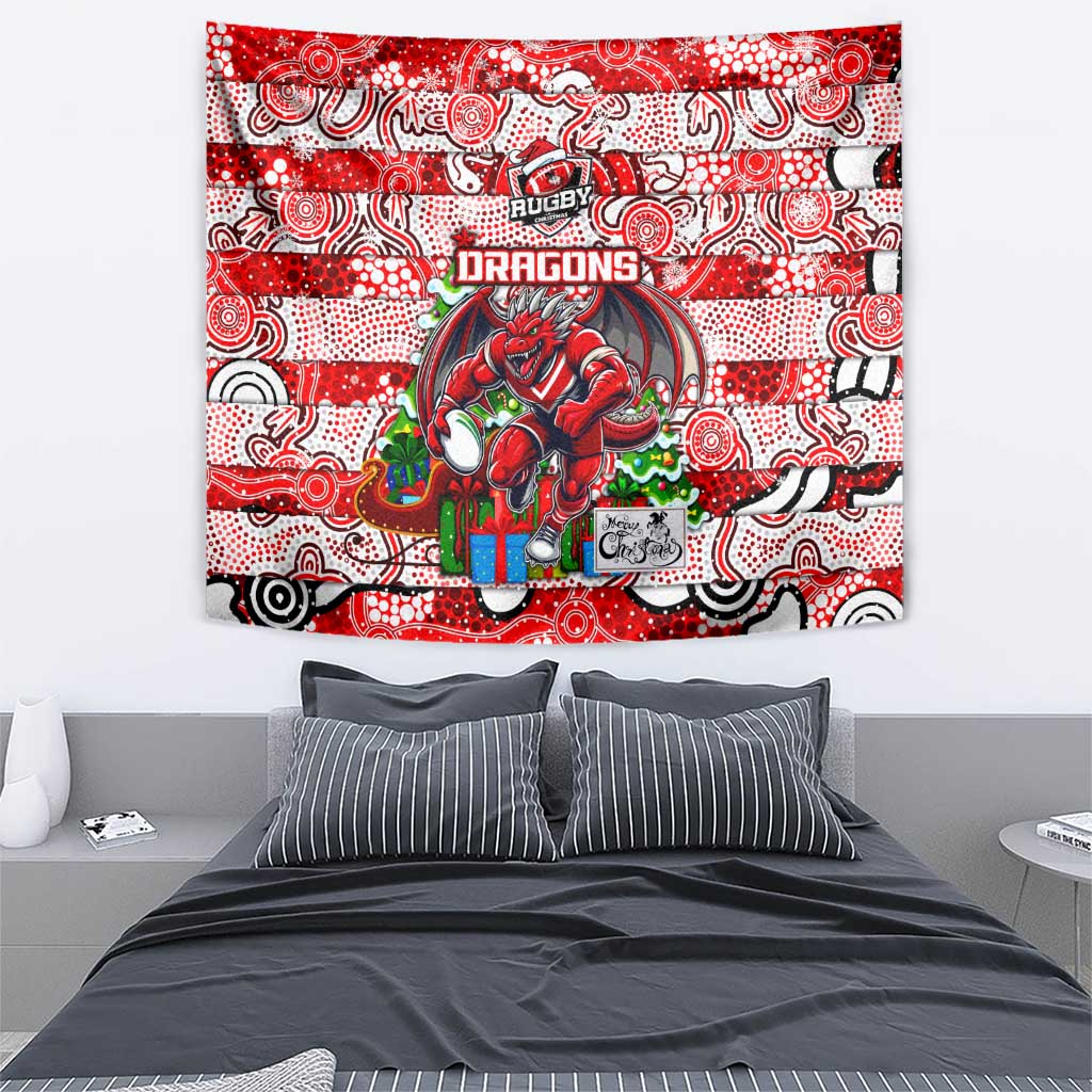 Dragons Rugby Merry Christmas Tapestry Indigenous Australian Art