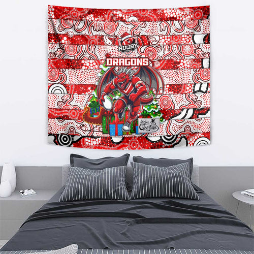 Dragons Rugby Merry Christmas Tapestry Indigenous Australian Art