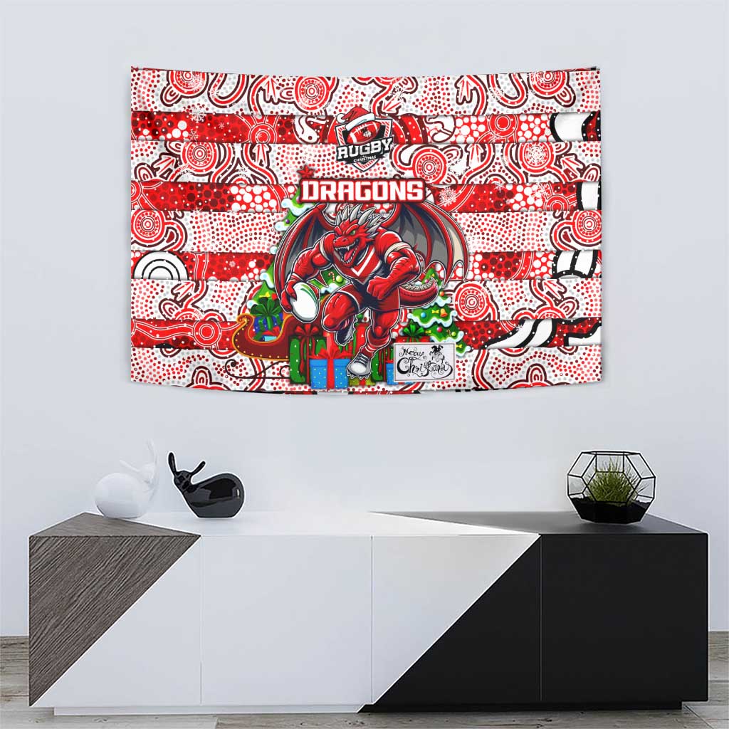 Dragons Rugby Merry Christmas Tapestry Indigenous Australian Art