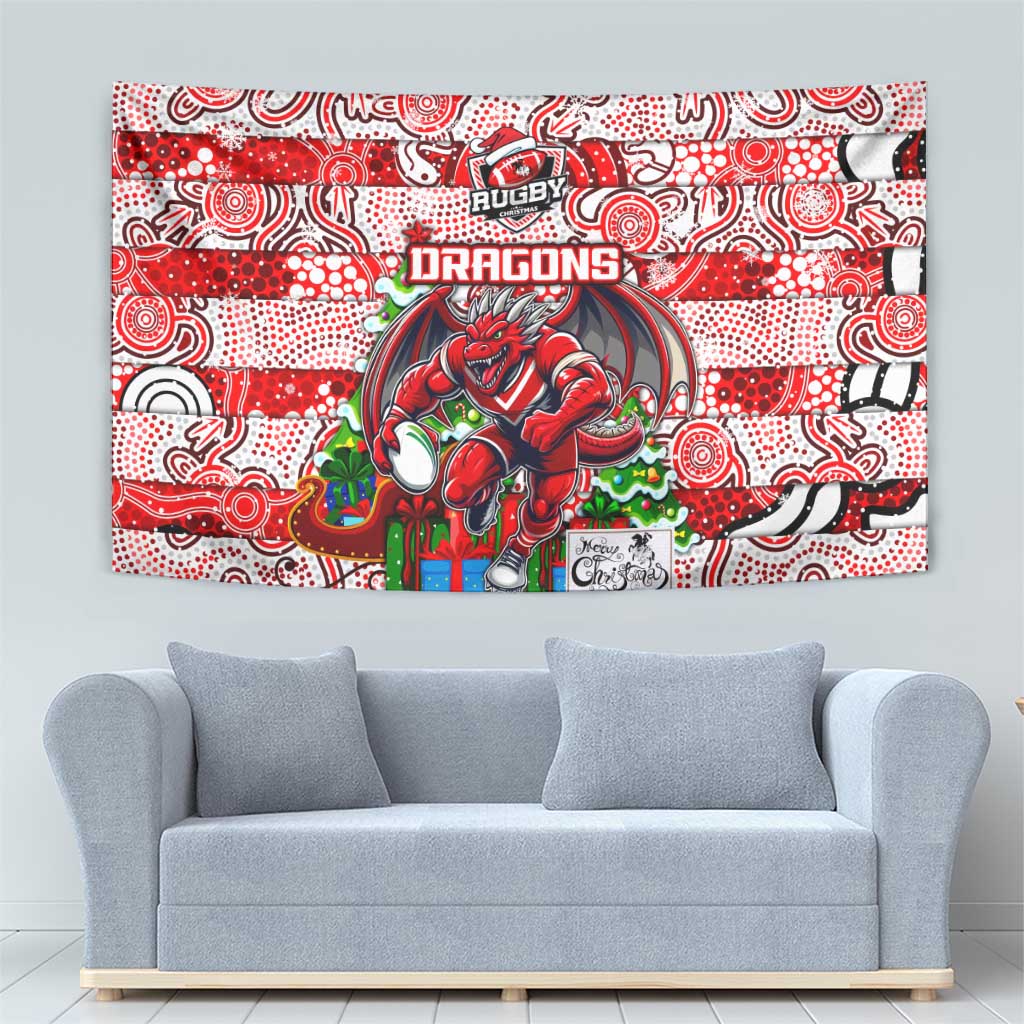 Dragons Rugby Merry Christmas Tapestry Indigenous Australian Art