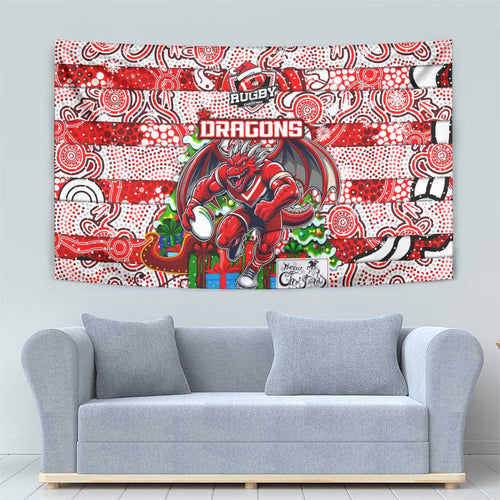 Dragons Rugby Merry Christmas Tapestry Indigenous Australian Art