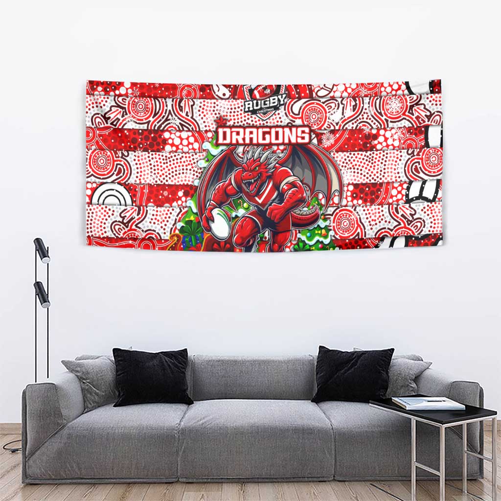 Dragons Rugby Merry Christmas Tapestry Indigenous Australian Art