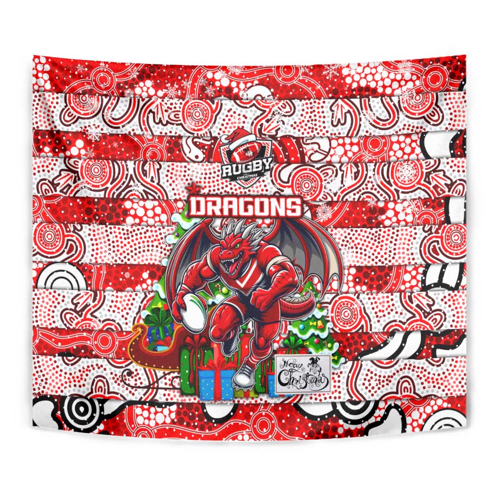 Dragons Rugby Merry Christmas Tapestry Indigenous Australian Art