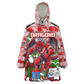 Custom Dragons Rugby Merry Christmas Wearable Blanket Hoodie Indigenous Australian Art