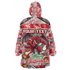 Custom Dragons Rugby Merry Christmas Wearable Blanket Hoodie Indigenous Australian Art