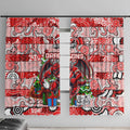 Dragons Rugby Merry Christmas Window Curtain Indigenous Australian Art