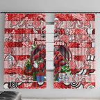 Dragons Rugby Merry Christmas Window Curtain Indigenous Australian Art