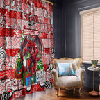 Dragons Rugby Merry Christmas Window Curtain Indigenous Australian Art