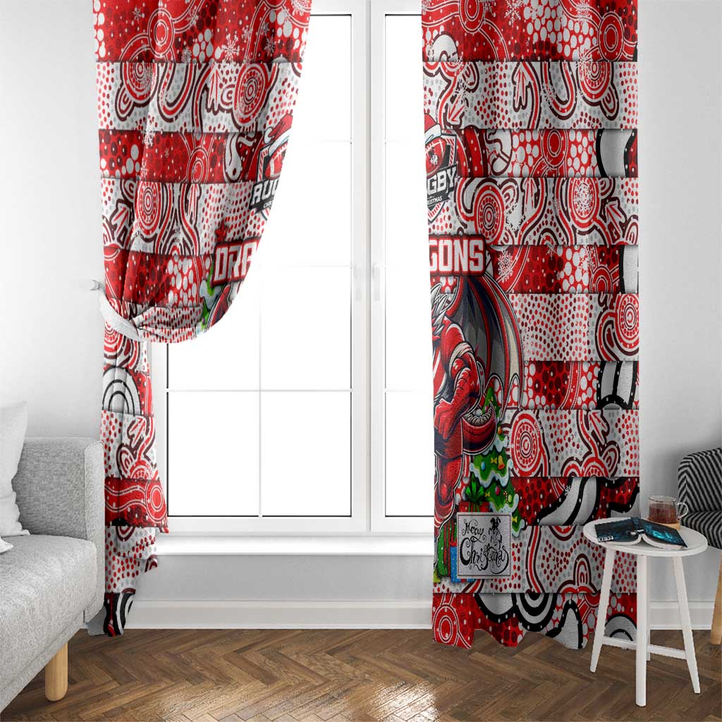 Dragons Rugby Merry Christmas Window Curtain Indigenous Australian Art