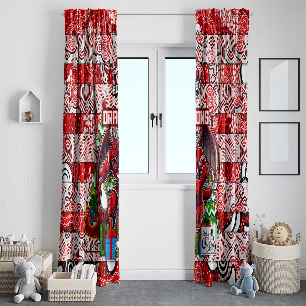 Dragons Rugby Merry Christmas Window Curtain Indigenous Australian Art