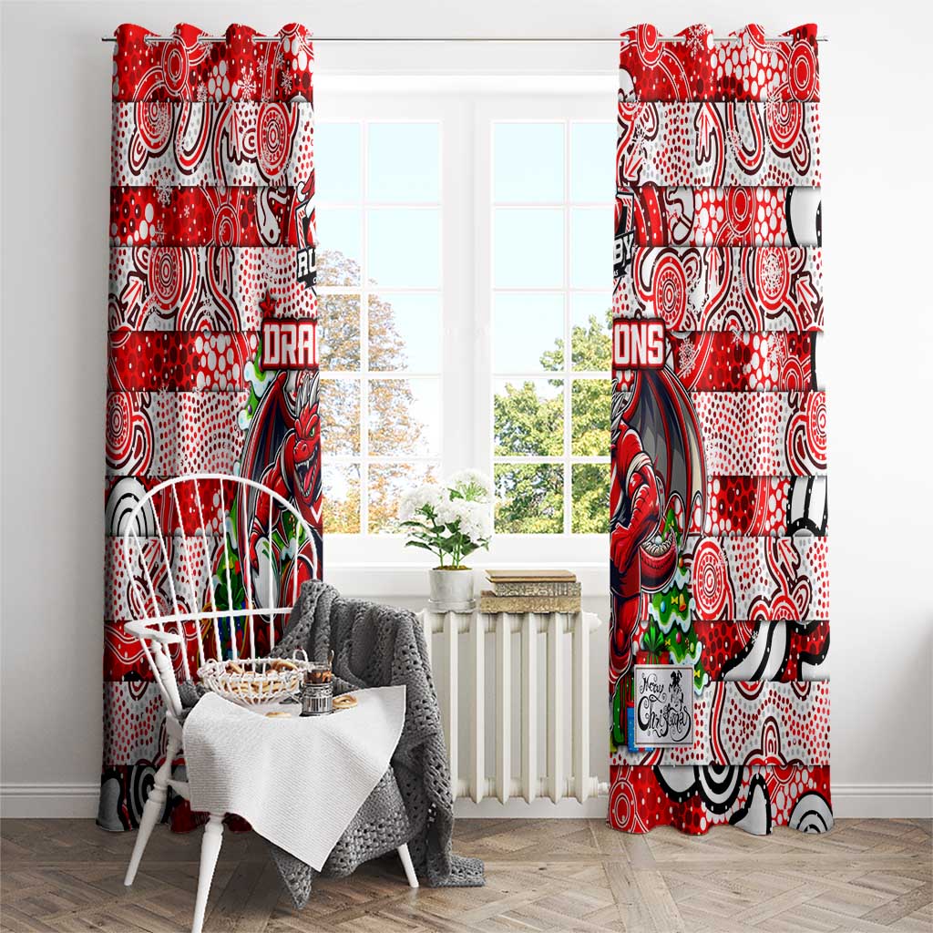 Dragons Rugby Merry Christmas Window Curtain Indigenous Australian Art