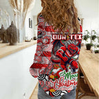 Custom Dragons Rugby Merry Christmas Women Casual Shirt Indigenous Australian Art