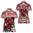 Custom Dragons Rugby Merry Christmas Women Polo Shirt Indigenous Australian Art