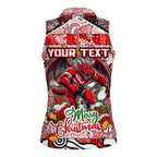 Custom Dragons Rugby Merry Christmas Women Sleeveless Polo Shirt Indigenous Australian Art