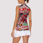 Custom Dragons Rugby Merry Christmas Women Sleeveless Polo Shirt Indigenous Australian Art