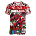 Custom Dragons Rugby Merry Christmas Women V-Neck T-Shirt Indigenous Australian Art