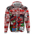 Custom Dragons Rugby Merry Christmas Zip Hoodie Indigenous Australian Art