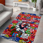Roosters Rugby Merry Christmas Area Rug Indigenous Australian Art