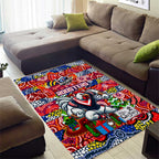 Roosters Rugby Merry Christmas Area Rug Indigenous Australian Art