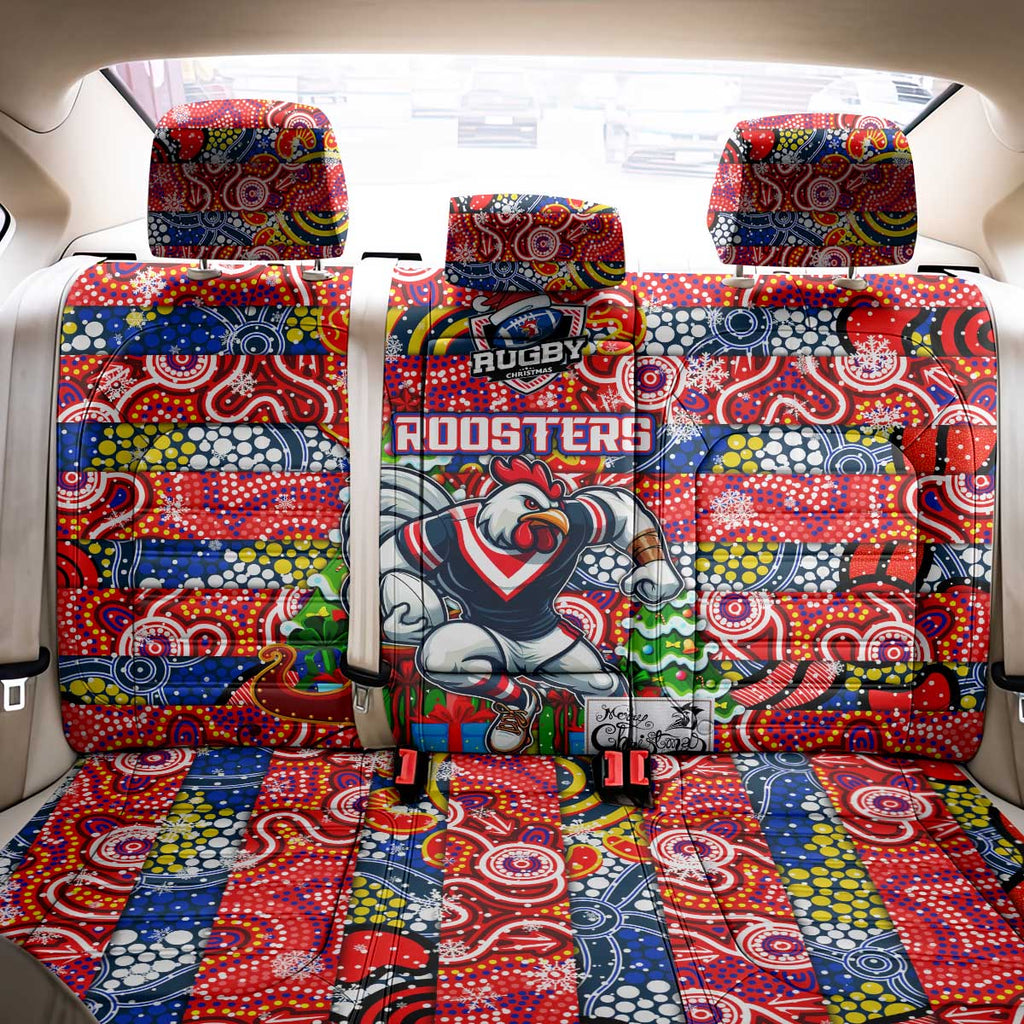 Roosters Rugby Merry Christmas Back Car Seat Cover Indigenous Australian Art