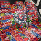 Roosters Rugby Merry Christmas Back Car Seat Cover Indigenous Australian Art