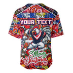 Custom Roosters Rugby Merry Christmas Baseball Jersey Indigenous Australian Art