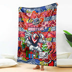 Roosters Rugby Merry Christmas Blanket Indigenous Australian Art