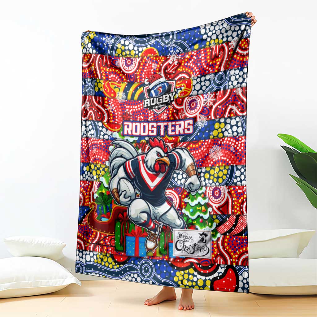 Roosters Rugby Merry Christmas Blanket Indigenous Australian Art