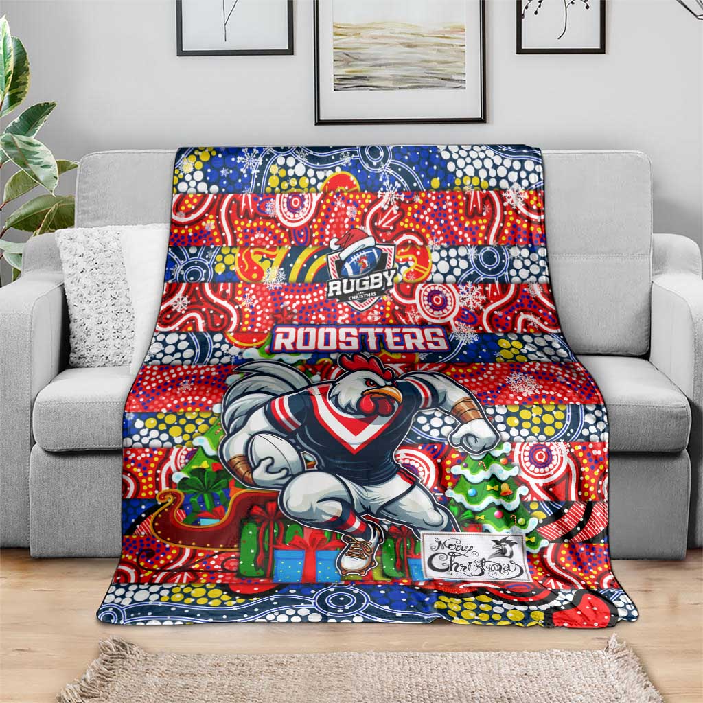 Roosters Rugby Merry Christmas Blanket Indigenous Australian Art