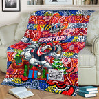 Roosters Rugby Merry Christmas Blanket Indigenous Australian Art