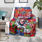 Roosters Rugby Merry Christmas Blanket Indigenous Australian Art
