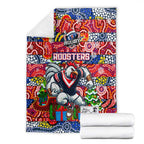 Roosters Rugby Merry Christmas Blanket Indigenous Australian Art