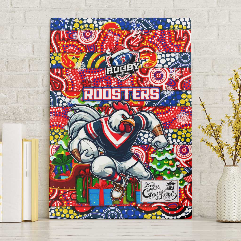 Roosters Rugby Merry Christmas Canvas Wall Art Indigenous Australian Art