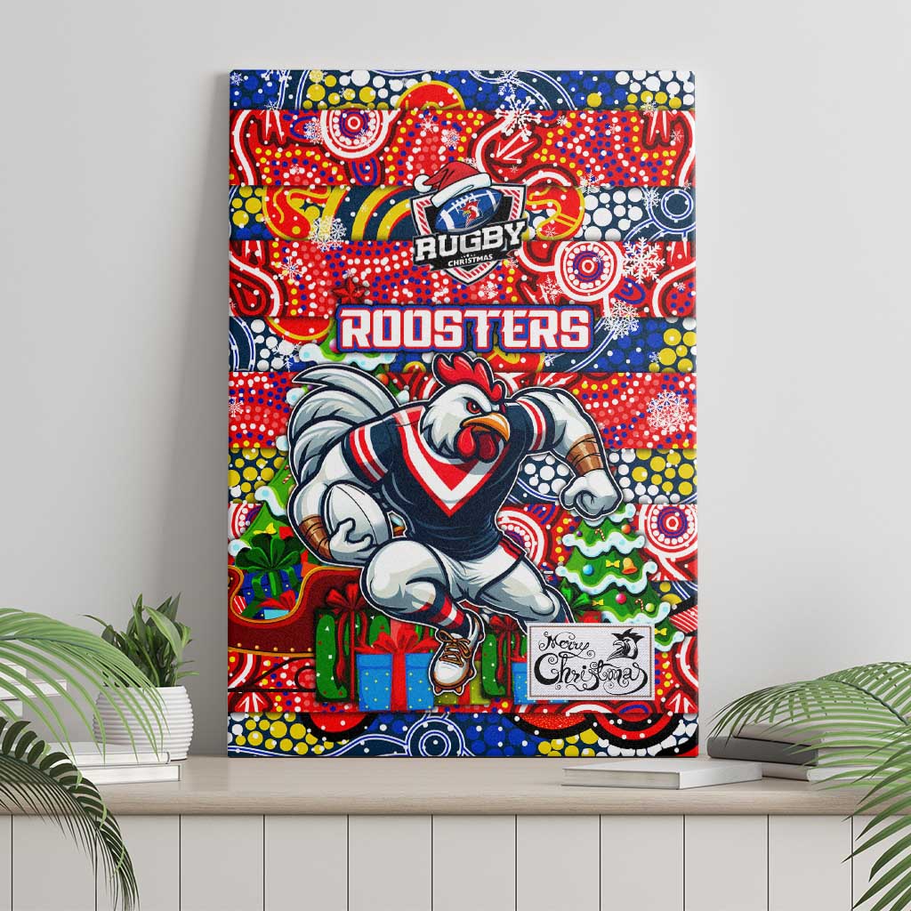 Roosters Rugby Merry Christmas Canvas Wall Art Indigenous Australian Art
