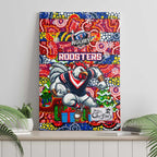 Roosters Rugby Merry Christmas Canvas Wall Art Indigenous Australian Art