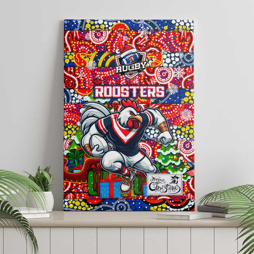 Roosters Rugby Merry Christmas Canvas Wall Art Indigenous Australian Art