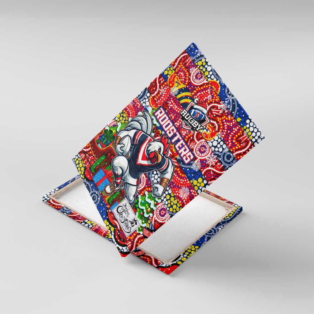 Roosters Rugby Merry Christmas Canvas Wall Art Indigenous Australian Art