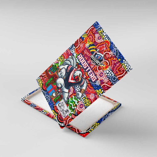 Roosters Rugby Merry Christmas Canvas Wall Art Indigenous Australian Art