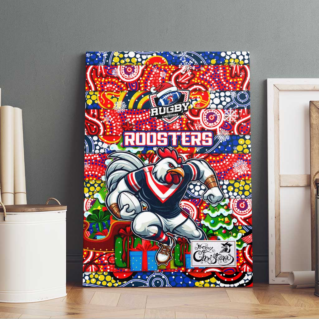 Roosters Rugby Merry Christmas Canvas Wall Art Indigenous Australian Art