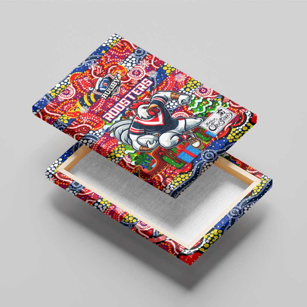 Roosters Rugby Merry Christmas Canvas Wall Art Indigenous Australian Art