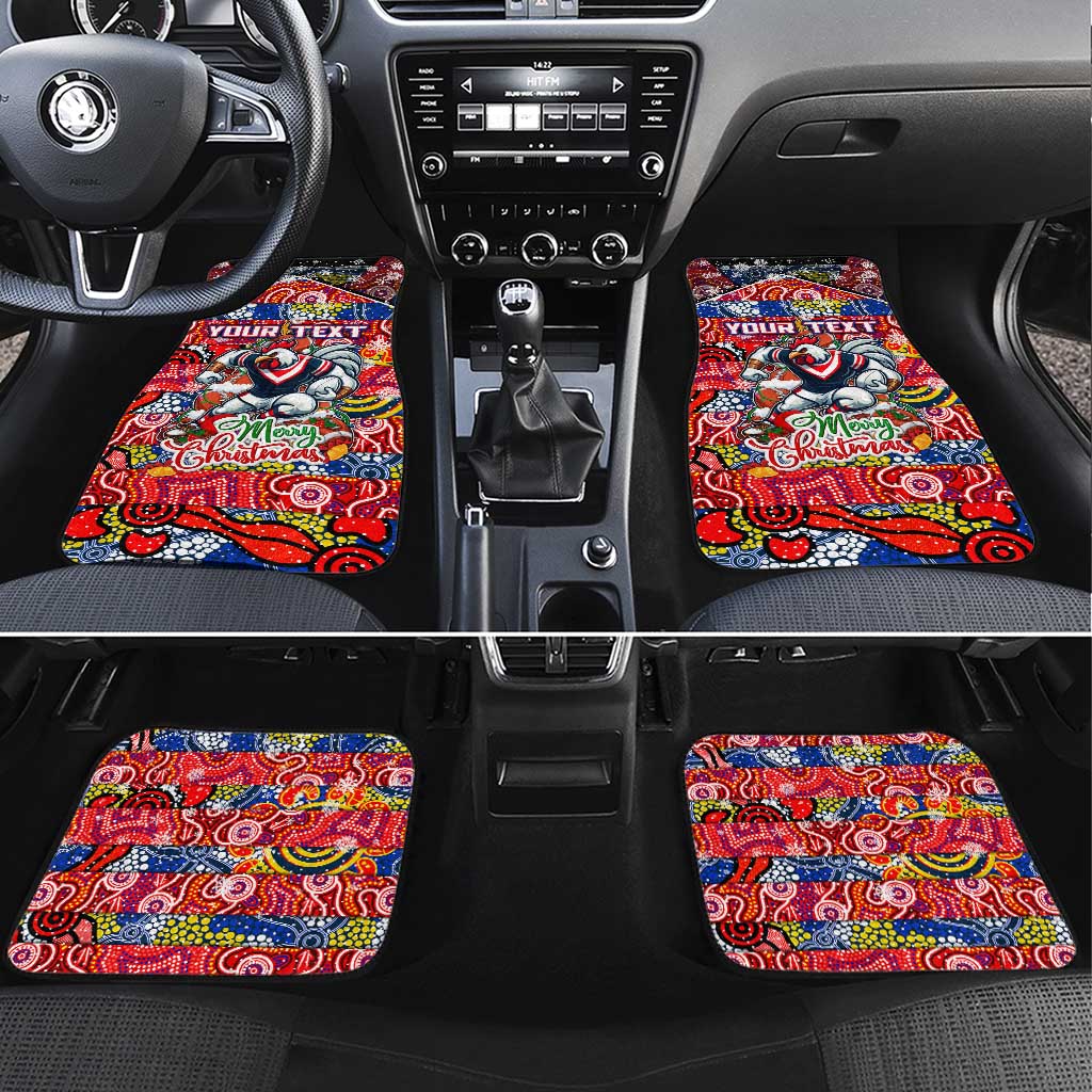 Roosters Rugby Merry Christmas Car Mats Indigenous Australian Art