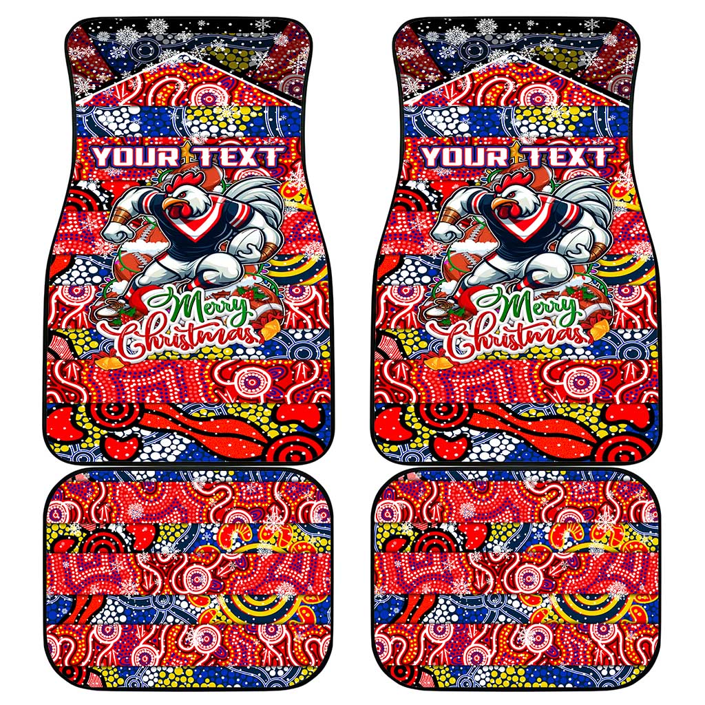 Roosters Rugby Merry Christmas Car Mats Indigenous Australian Art