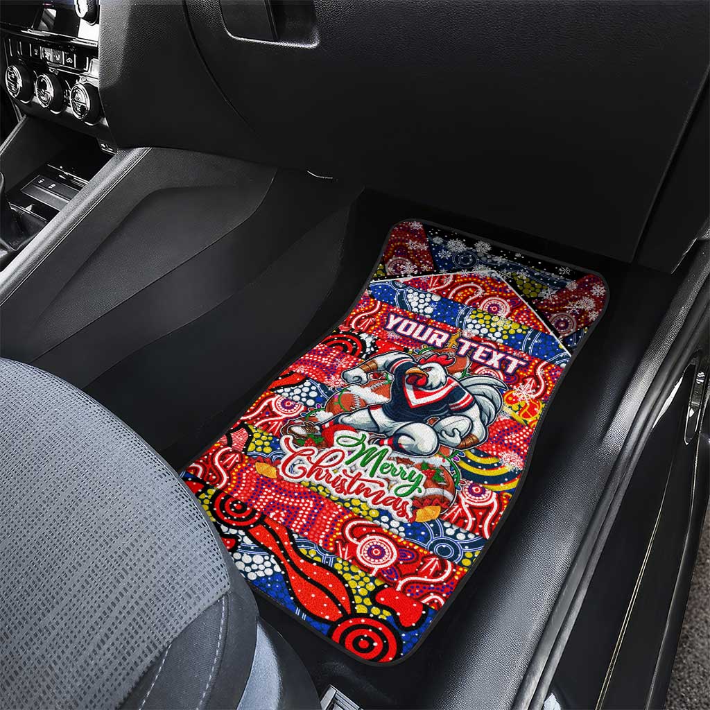 Roosters Rugby Merry Christmas Car Mats Indigenous Australian Art