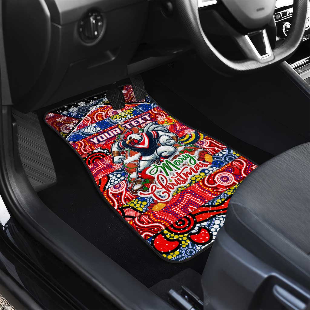 Roosters Rugby Merry Christmas Car Mats Indigenous Australian Art