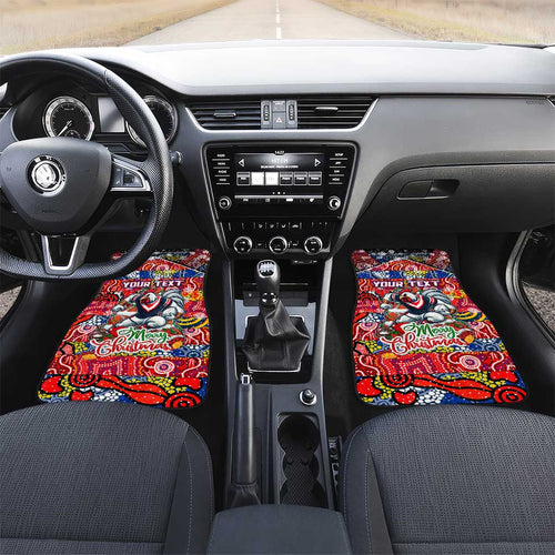 Roosters Rugby Merry Christmas Car Mats Indigenous Australian Art
